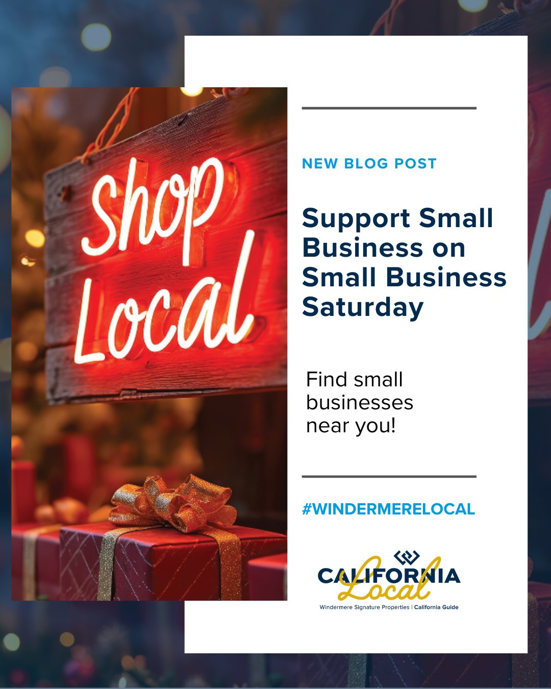 Small Business Saturday is just one day, but supporting small businesses is a good idea any time of year! The greater Sacramento area has hundreds of small, locally owned businesses that need support, especially during the holiday season...

Find small businesses near you! — Link in bio! 

 #WindermereLocal #CaliforniaLocal #WREBlog #CommunityEvents #LocalBlog #CameronPark #Placerville #ElDoradoCounty